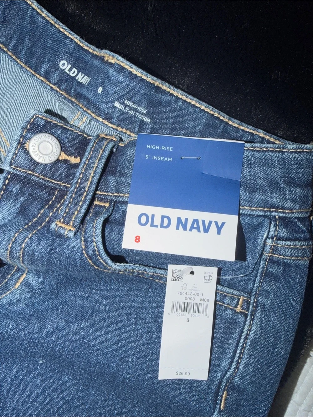 Old Navy Girls 4-Pack Denim Shorts - Light Blue, Black, Dark Blue & cream